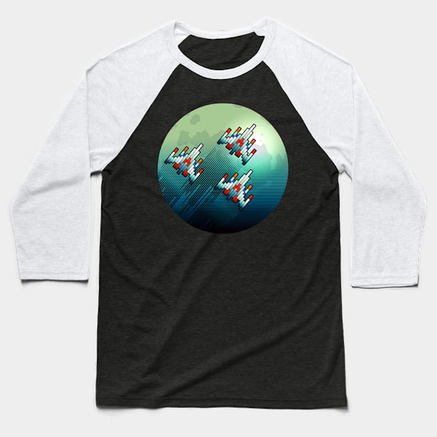 Galactic Fighters Baseball T-Shirt by nadzeenadz